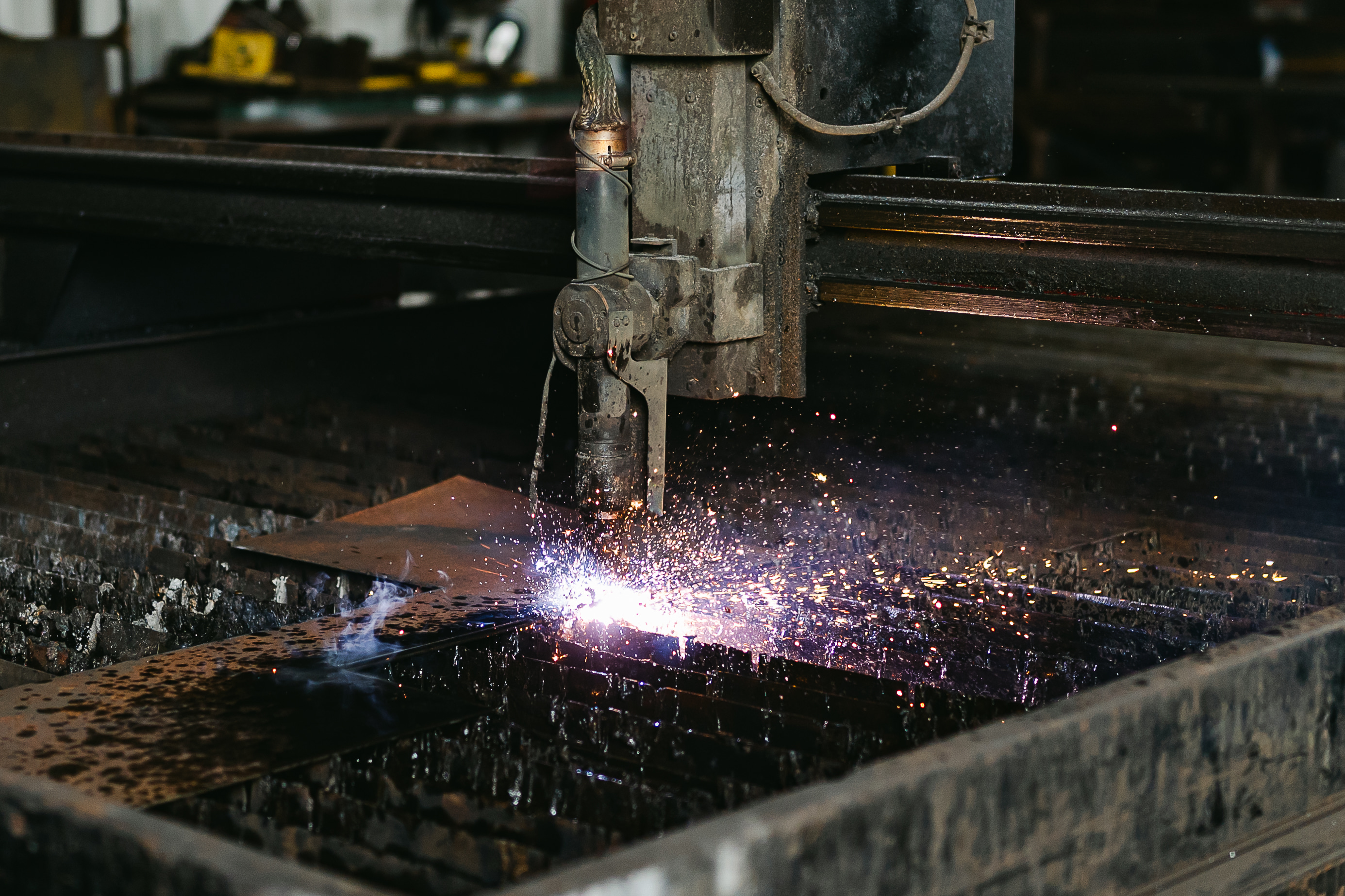 Plasma Cutting Operation with Sparks